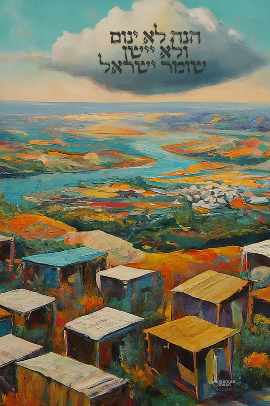 Cloud Floating Above Sukkah Scene | Vinyl Poster