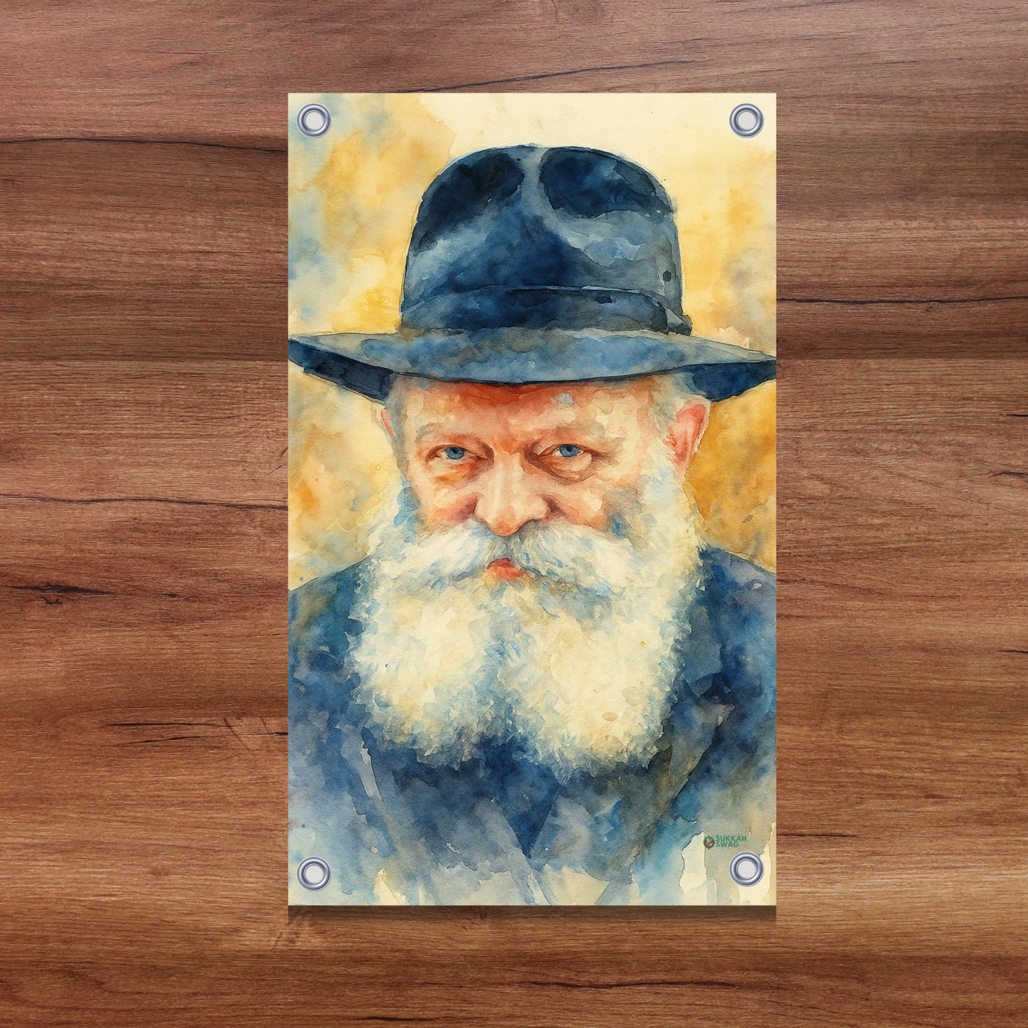 The Lubavitcher Rebbe – Watercolor Painting | Vinyl Sukkah Poster