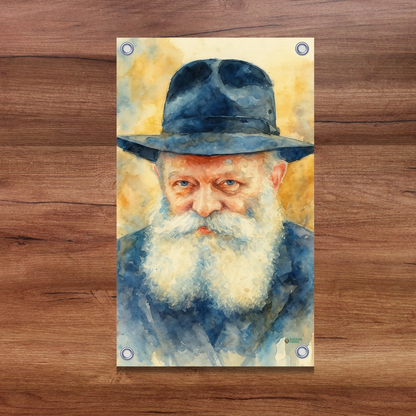 The Lubavitcher Rebbe – Watercolor Painting | Vinyl Sukkah Poster